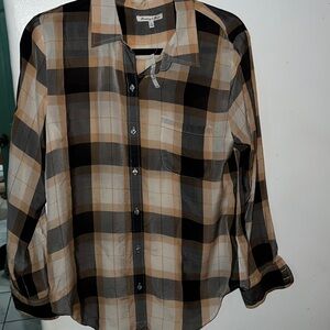 Broadway & Broome Madewell plaid silk button up shirt